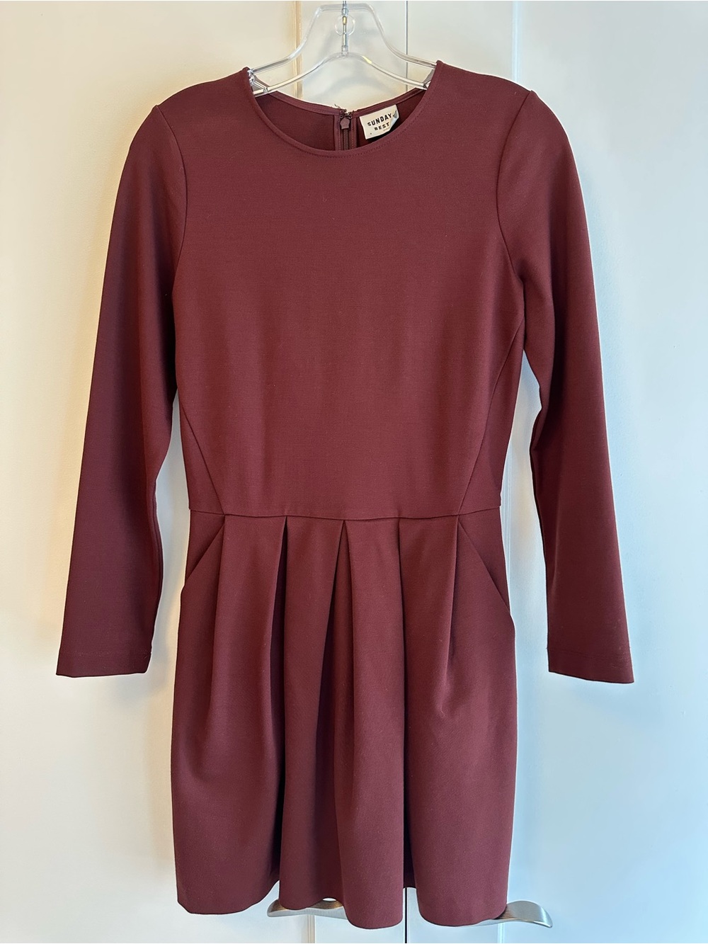 Aritzia Sunday Best Burgundy Red Pleated Dress